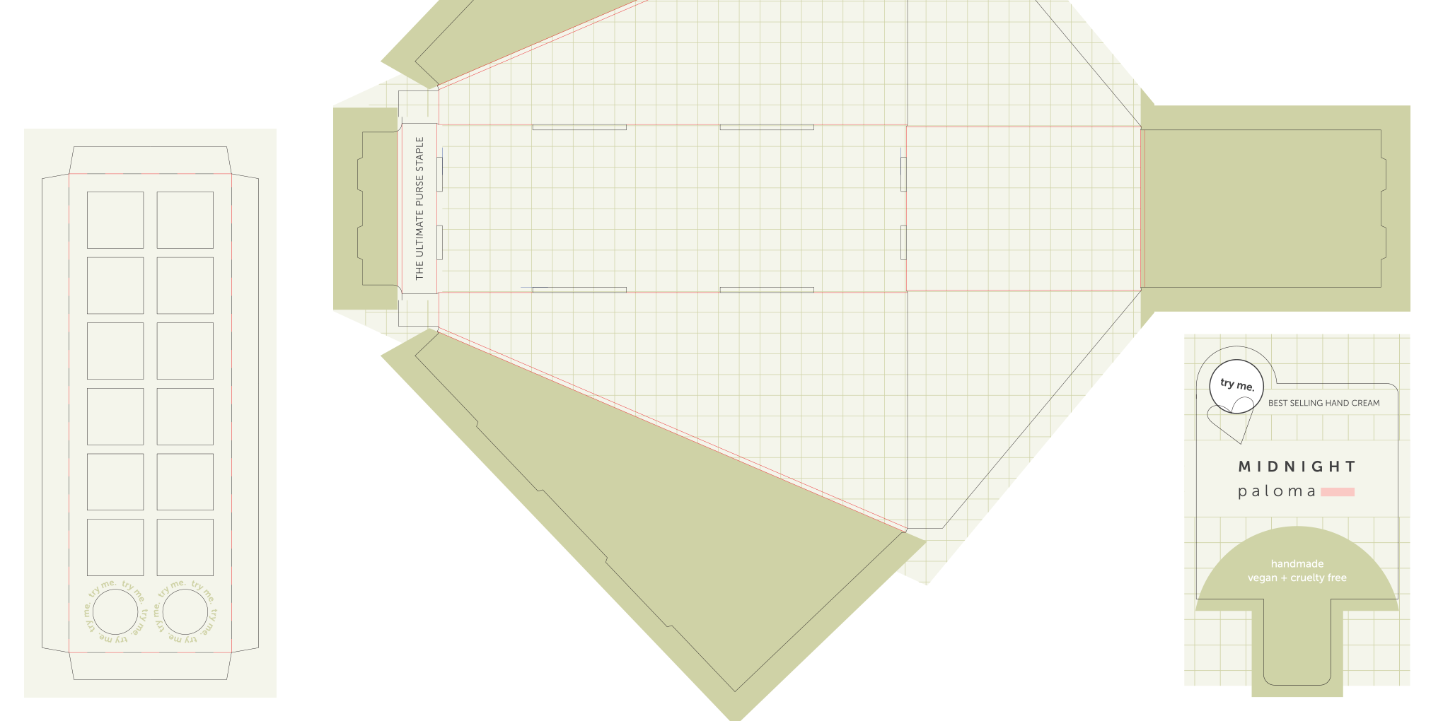 Danielle Gracioso Graphic Designer Vancouver BC Canada – Hand Cream Display Midnight Paloma - Danielle Gracioso graphic designer