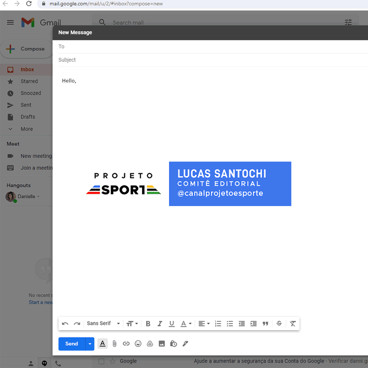 Danielle Gracioso Graphic Designer Vancouver BC Canada – Motion graphic email signature Projeto Esporte