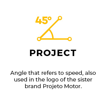 Danielle Gracioso Graphic Designer Vancouver BC Canada – Memorial Projeto Esporte Project: An angle that refers to speed, also used in the logo of the sister brand Projeto Motor.