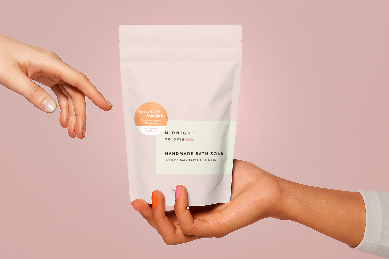 Banner image showcasing the packaging redesign project for Midnight Paloma bath soaks, created by Danielle Gracioso.