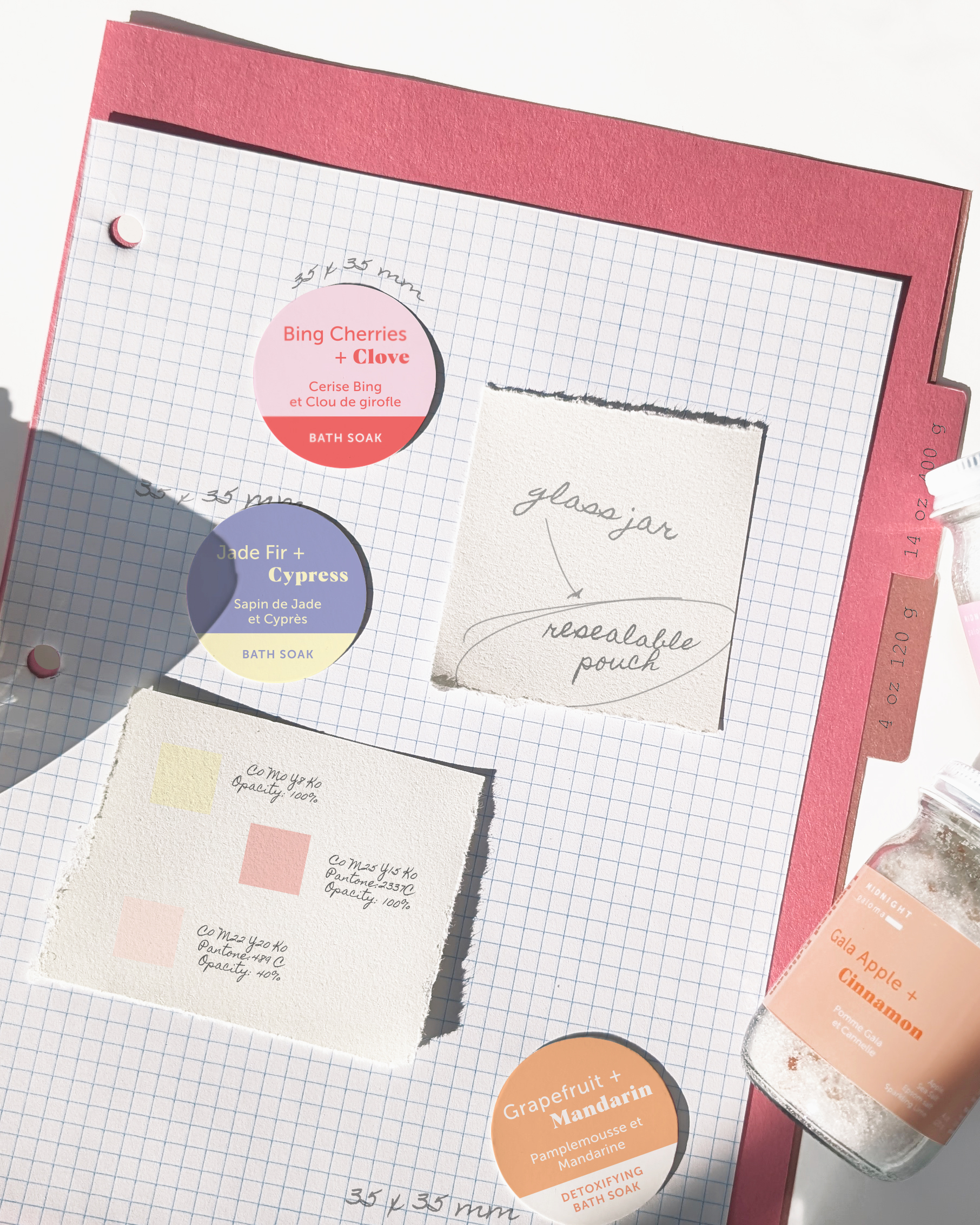 Banner image showcasing the packaging redesign project for Midnight Paloma bath soaks, created by Danielle Gracioso.